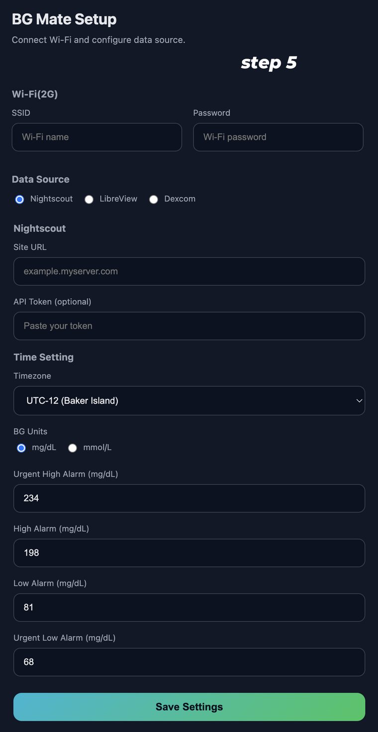 The BGMate setup page, served by the device at 10.10.10.10